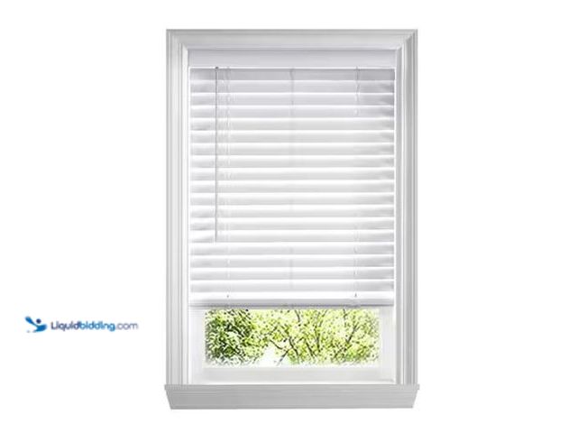 Lot 49-1565670 - Home Decorators Collection White Cordless Faux Wood Blinds for Windows with 2 in. Slats - 34 in. W x...