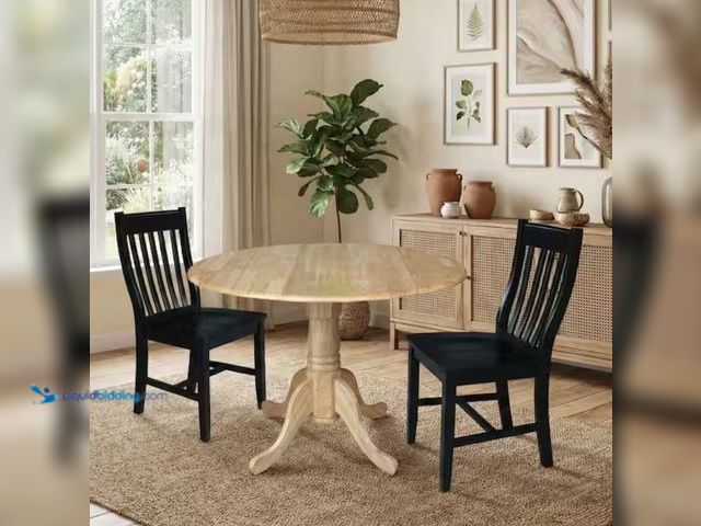 Lot 49-2001008 - Set of (2) International Concepts Black Wood Dining Chair, 36 in. H x 18.9 in. W x 20.7 in. D, Model...
