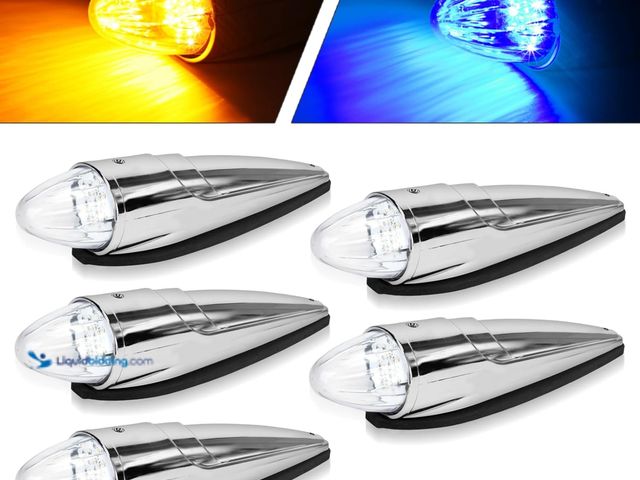 Lot 49-5406684 - 5PCS 21 LED Dual Color Chrome Cab Marker Light, Torpedo Cab Marker Roof Running Top Lights, Replacem...