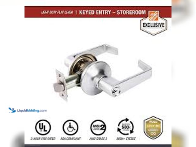 Lot 49-5489077 - Universal Hardware Light Duty Commercial Storeroom Lever, ADA, UL 3-Hour Fire, ANSI Grade 2, Satin C...