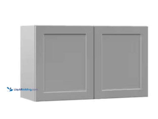 Lot 49-1518003 - Hampton Bay Designer Series Melvern Assembled 30x18x12 in. Wall Bridge Kitchen Cabinet in Heron Gray...
