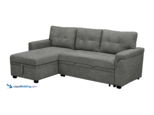 Lot 49-1540609 - Naomi Home Perry Modern Sectional Sofa with Storage Chaise-Color:Gray,Fabric:Velvet, Model # 1884442...