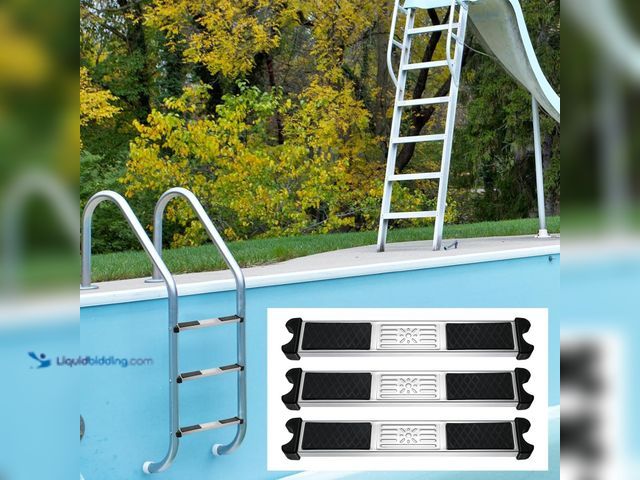 Lot 49-5461456 - XLSXEXCL 3 Pack Stainless Steel Swimming Pool Ladder Steps. Model: B0CQP5GFGW. Unused