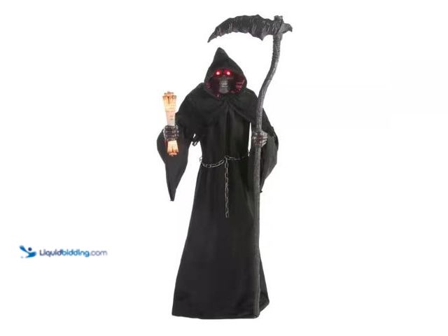 Lot 49-1550506 - Home Accents Holiday 7.5 ft. Grave & Bones Animated LED Fiery Reaper, Indoor/Outdoor, Lights, Motion...