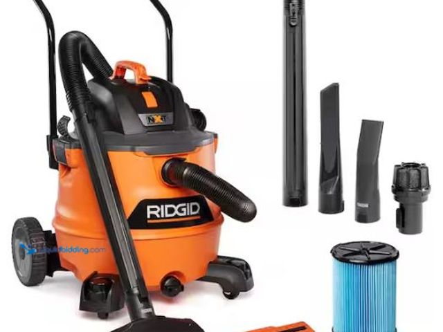 Lot 49-1569625 - RIDGID 16 Gal. 6.5 Peak HP NXT Shop Vacuum Wet Dry Vac with Cart, Fine Dust Filter, Hose and Accesso...