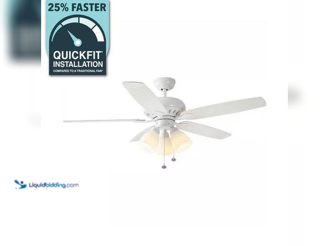 Lot 49-5452807 - Hampton Bay
Rockport 52 in. Indoor LED Matte White Ceiling Fan with Light Kit, Downrod, Reversible ...