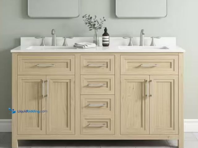 Lot 49-5580806 - Home Decorators Collection
Beaufort 60 in. Double Sink Freestanding Light Birch Bath Vanity with Wh...