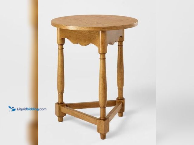 Lot 49-5545826 - Scalloped Side Table Light Oak - Threshold™ designed with Studio McGee, Unused, dusty