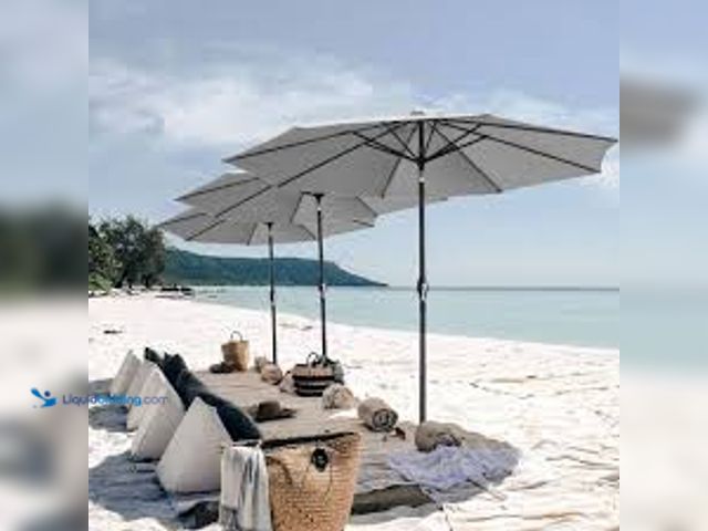 Lot 49-5485226 - Tozey 9 ft. Market Outdoor Patio Umbrella Picnic Table Umbrella with Push Button Tilt and Crank in B...