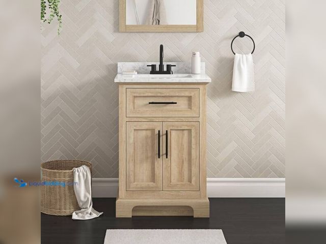 Lot 49-5520635 - Home Decorators Collection
Doveton 24 in. Single Sink Freestanding Weathered Tan Bath Vanity with W...