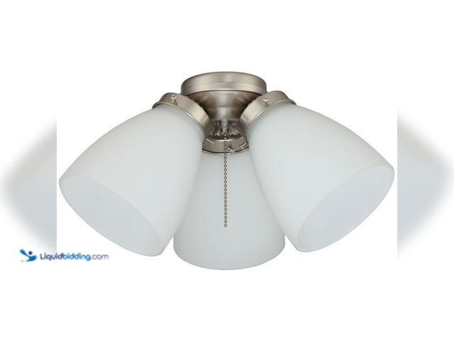 Lot 49-5416187 - Hampton Bay 3-Light Brushed Nickel Ceiling Fan Shades LED Light Kit. [Model # 91382] Unused
