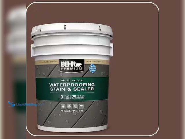 Lot 49-1630863 - BEHR PREMIUM 5-Gal #SC-117 Russet Solid Color Waterproofing Exterior Wood Stain and Sealer, Model # ...