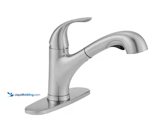 Lot 49-1576651 - Glacier Bay Market Single-Handle Pull-Out Sprayer Kitchen Faucet in Stainless Steel Model # HD67737-...