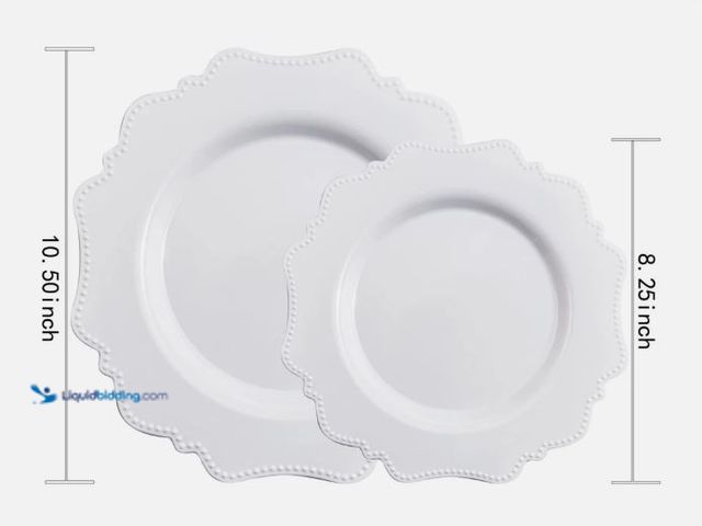 Lot 49-3527940 - 60pcs White Disposable Plastic Plates-Heavy duty plate for party/wedding Item is unused. (30 small, ...