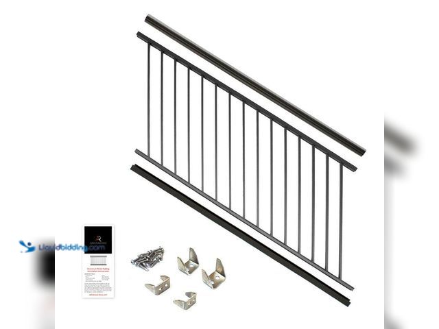 Lot 49-5412546 - Aria Railing 36 in. x 69.43 in. Black Powder Coated Aluminum Preassembled Deck Stair Railing, Model ...