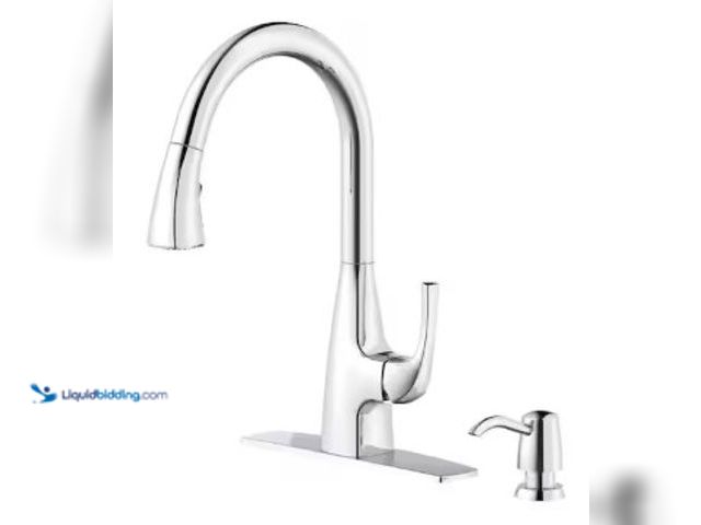 Lot 49-2025657 - Glacier Bay Calandine Single-Handle Pull-Down Sprayer Kitchen Faucet with Soap Dispenser in Chrome, ...
