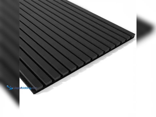 Lot 49-1630612 - Approx (32) sq ft of Black PVC Ribbed Wall Panels (8ft x 4ft Squared) (1 Box), Unused  Ref#SR0803
