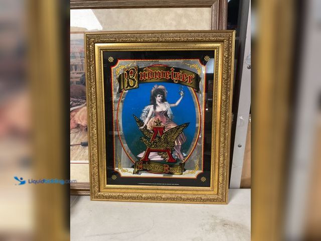 Lot 49-1505443 - COLLECTIBLE VERY NICE 1998 VINTAGE ANHEUSER-BUSCH BUDWEISER GLASS MIRRORED BEER SIGN MEASURES APPROX...