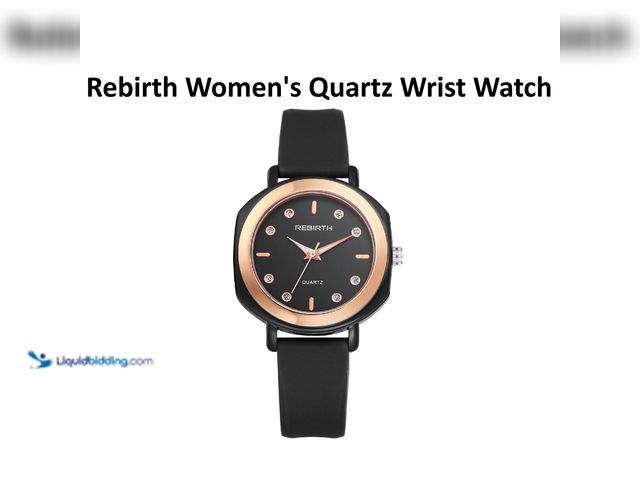 Lot 49-1820435 - Rebirth Women's Quartz Wrist Watch Black with Rose Gold - NEW - With a scratch-resistant body and so...
