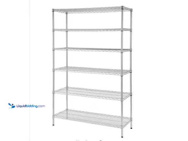 Lot 49-1569623 - HDX 6-Tier Commercial Grade Heavy Duty Steel Wire Shelving Unit in Chrome (48 in. W x 72 in. H x 18 ...