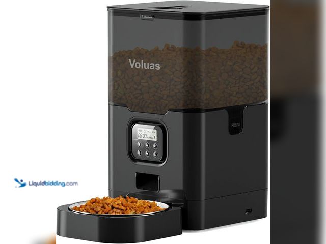 Lot 49-5437371 - VOLUAS Cat Dry Food Dispenser with Timer, Automatic Cat Feeders with Desiccant Bag, Programmable Por...