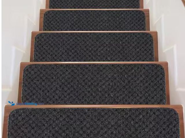 Lot 49-1627281 - Beverly Rug Waffle Dark Gray 26 in. x 8.5 in. Non-Slip Rubber Back Stair Tread Cover (Set of 15) Mod...