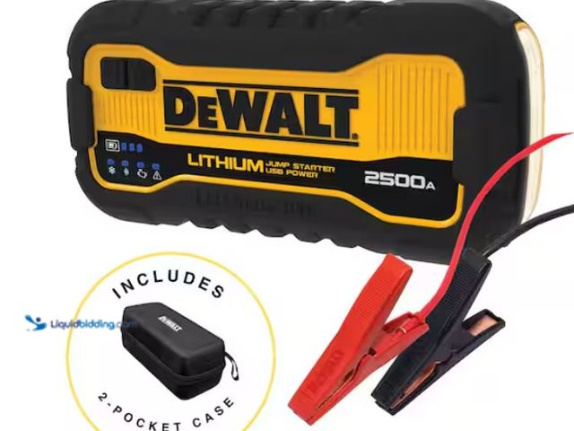 Lot 49-1602550 - DEWALT 2500 Peak Amp Lithium Jump Starter with USB Power Bank and Carrying Case, Model # DXAELJ25C, ...