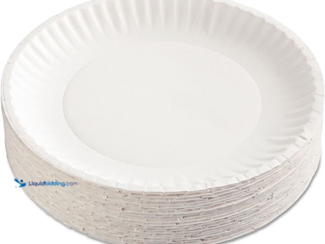Lot 49-5484453 - AJM Packaging Corporation Paper Plates, 9" Diameter, White, 100/Pack (12pack) Unused