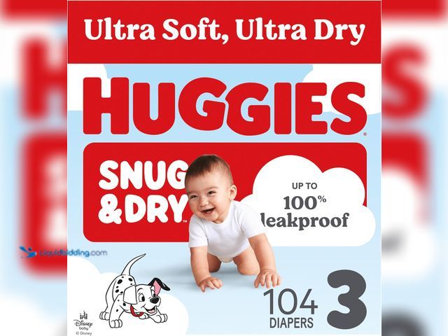 Lot 49-5553213 - Huggies Snug & Dry Diapers Size 3, 104 Count MODEL:036000564341 NEW.