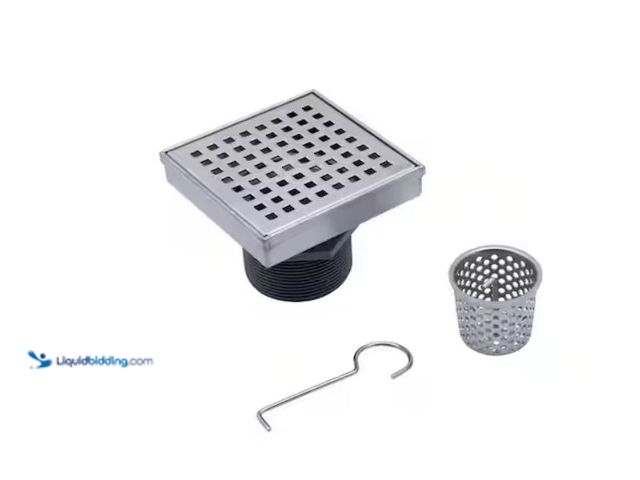 Lot 49-3614863 - Oatey Designline 4 in. x 4 in. Stainless Steel Square Shower Drain with Square Pattern Drain Cover, ...