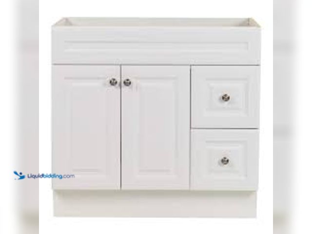 Lot 49-5459821 - Glacier Bay Glensford 36 in. W x 22 in. D x 34 in. H Bath Vanity Cabinet without Top in White. Model...