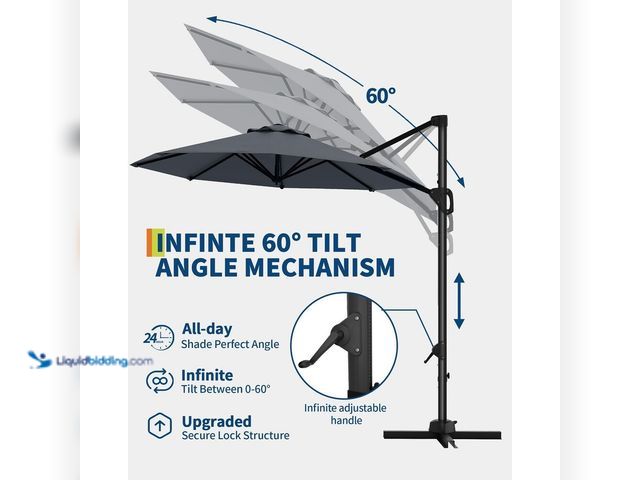 Lot 49-5460819 - Coromose 10FT Patio Umbrella, 360-Degree Rotation, for Garden Pool Deck BackYard - Grey. Item is Unu...