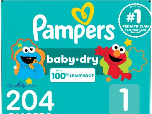 Lot 49-3514549 - Pampers Diapers - Baby Dry - Size 1, 204 Count, Absorbent Disposable Infant Diaper. [ASIN: B07SXM1CN...