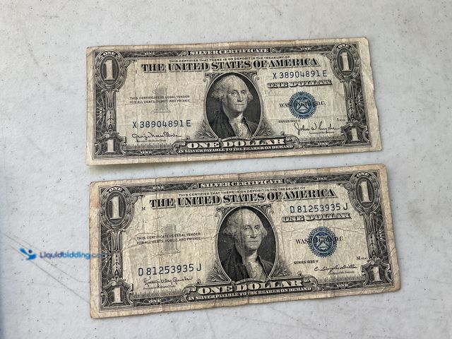 Lot 49-1811279 - 2 BLUE SEAL US ONE DOLLAR SILVER CERTIFICATES INCLUDING 1935 D AND H