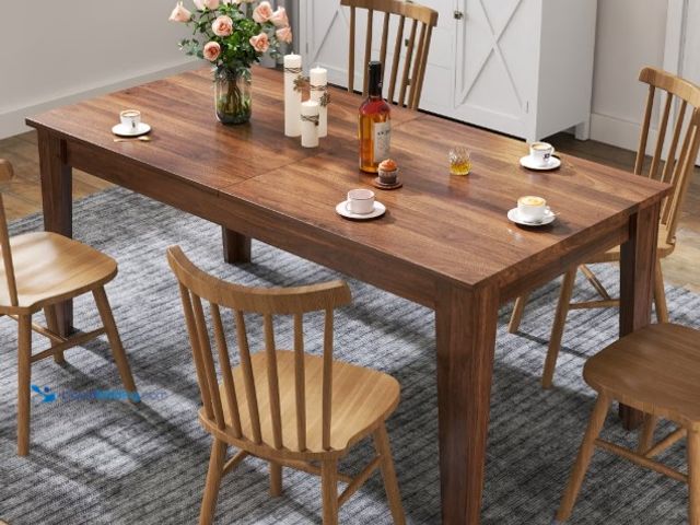 Lot 49-3639414 - 9-Ft Expandable Wood Dining Table for 8-10 People, Walnut, NO CHAIRS, Table Only, Model: W331P253771...