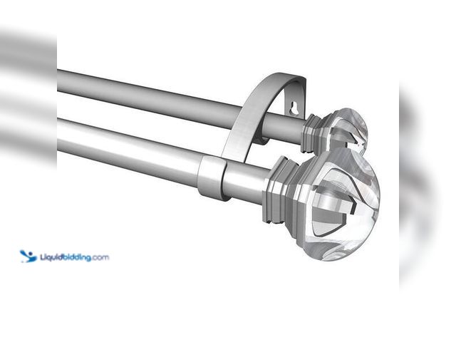 Lot 49-5446945 - 36 in. - 72 in. Telescoping 1 in. Double Curtin Rod Kit in Brushed Nickel with Crystal Square Finial...