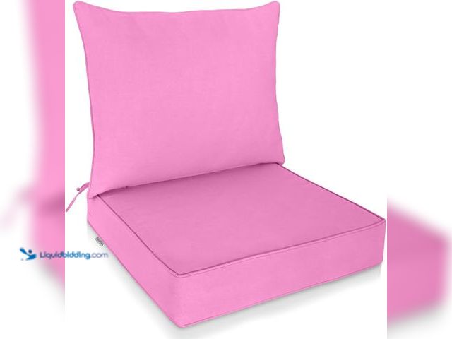 Lot 49-3528120 - EAGLE PEAK Outdoor Deep Seat Patio Seat Cushion Set, 25 x 25 x 5 inch, 2-Piece Back Chair Cushion, S...