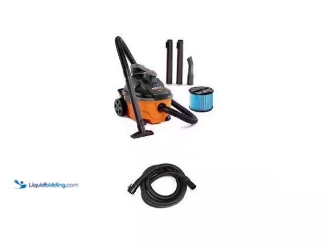 Lot 49-1577139 - RIDGID 4 Gal. 5.0 Peak HP Portable Shop Vacuum WD4070 Wet Dry Vac with Fine Dust Filter, 14 ft. Lock...