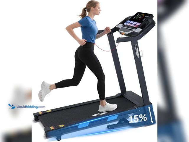 Lot 49-3536420 - Auto Incline Treadmill - 300+ LBS Capacity 3.5HP Folding Treadmills with 15% Auto Incline, Running M...