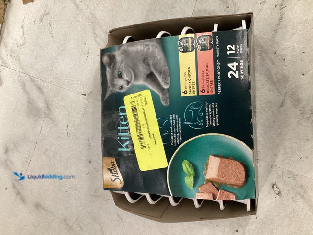 Lot 49-5542739 - Sheba Perfect Portions Salmon, Chicken and Seafood Flavor Soft Pate Kitten Wet Cat Food - 31.7oz/12c...