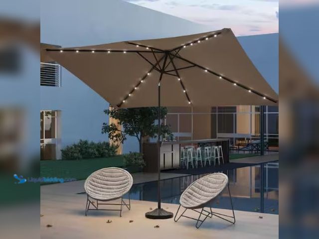 Lot 49-2025343 - SANLUCE 10 ft. x 6.5 ft. LED Rectangular Patio Umbrella with UV Protection, Easy Tilt and Wind-Resis...