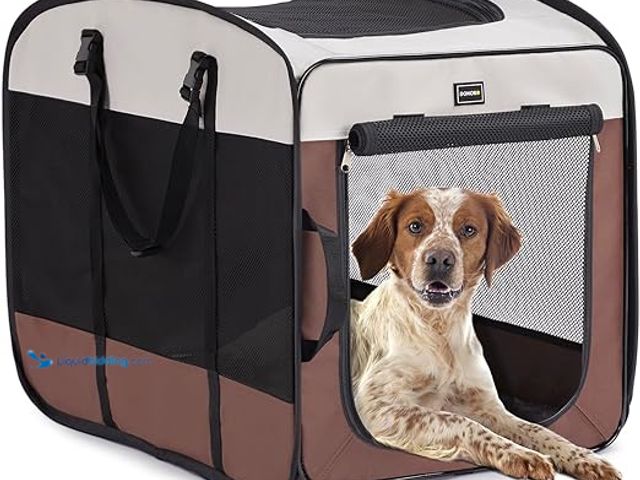 Lot 49-3527728 - DONORO Dog Kennels and Crates for Medium Dogs, Portable Pop Up Indoor Pet Cage with Sturdy Wire Fram...