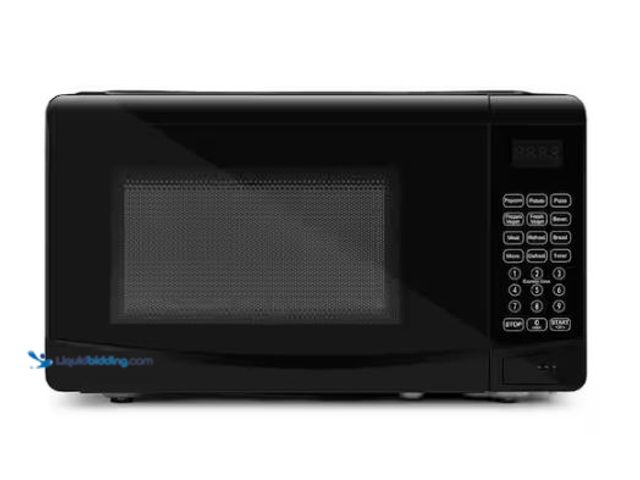 Lot 49-1569462 - Continental Electric [0.7 Cubic Feet Countertop Microwave in Black Glass Plate Included], Model # CE...