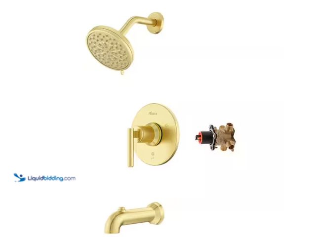 Lot 49-1622386 - Pfister Capistrano Single Handle 6-Spray Wall Mount Tub and Shower Faucet 1.8 GPM 5.5 in. Brushed Go...