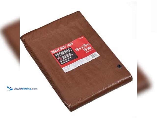 Lot 49-1517350 - Everbilt
16 ft. x 20 ft. Brown and Silver Heavy Duty Tarp Model # PYHD1620
Store SKU # 1001463835 ...