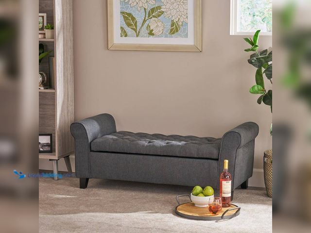 Lot 49-5547957 - CHRISTOPHER KNIGHT HOME
Button-Tufted Dark Gray 50 in. Polyester Upholstered Storage Bedroom Bench ...