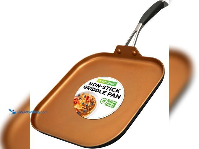 Lot 49-5410699 - NutriChef Copper Pan Non-Stick Coating Inside, Hard-Anodized Look Heat Resistant Lacquer Outside, Si...