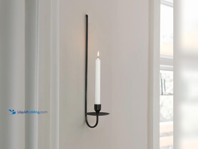 Lot 49-5447829 - 24.8" Iron Metal Wall Candle Sconce Holder, Set of 2 Wall Mount Candle Holders Modern Wall Candle Sc...