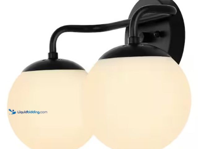 Lot 49-3631446 - JONATHAN Y Louis Parisian Globe 15 in. 2-Light Metal/Frosted Glass Modern Contemporary LED Vanity Li...