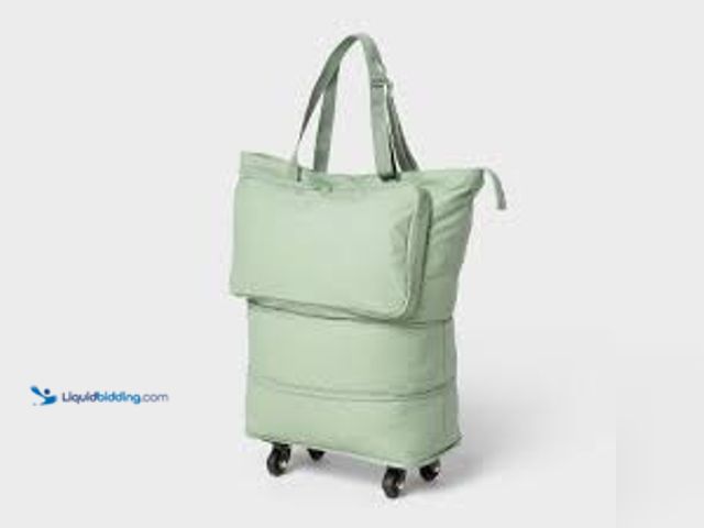 Lot 49-5485546 - QTY 2 - Collapsible Rolling Tote Green - Brightroom™. Model #199268667565. New